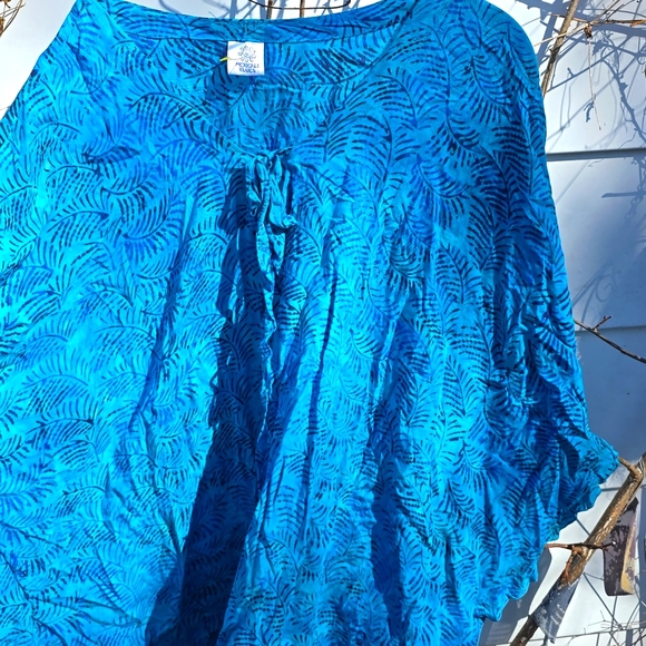 Mexicali Blues Batik BLUE & Turquoise cover up RUFFLE boho one size - Picture 5 of 5